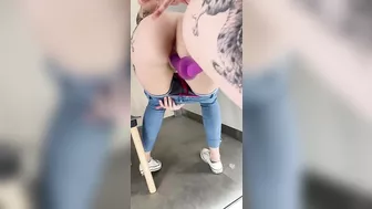 Naughty dildo fuck in public changeroom