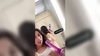 Naughty dildo fuck in public changeroom