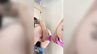 Naughty dildo fuck in public changeroom