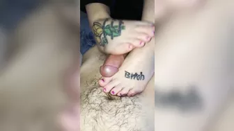 Cock massage with feet