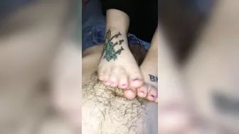 Cock massage with feet