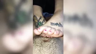 Cock massage with feet