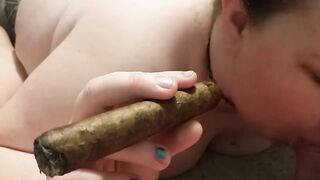 Cigar smoking blowjob from wife