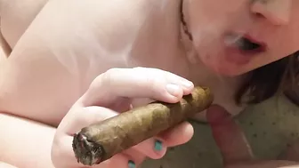 Cigar smoking blowjob from wife