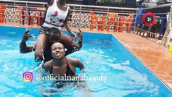 beauty having fun with ogaban in the pool