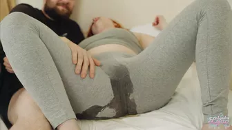 Wetting my leggings and getting fucked