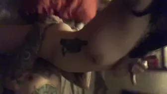 Shy goth girl gets fucked hard by tattooed stranger