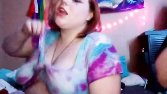 Teen playing with tits