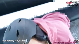 - Daring amateur risky public swallow on the teleferic