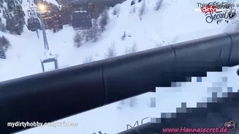 - Daring amateur risky public swallow on the teleferic