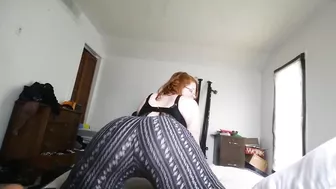 Chubby Red Head in Leggings Twerks and Reveals Her Sexy Little Thong