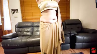 Stunning Saree Striptease - Indian Wife Undressing Her Clothes and Plays on Cam