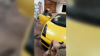 I fuck a Lamborghini Gallardo, perv owner watches