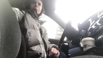 In car real Public masturbation