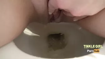 My blonde gf bathroom strip tease! Spreads pussy lips & pees on toilet