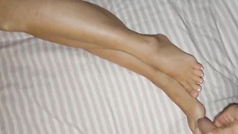 Close up beautiful mature feet worship