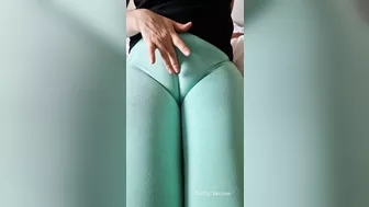 Teasing my cameltoe through leggings