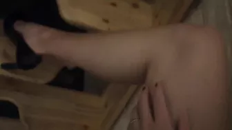 Showing my beautiful sexy legs and beautiful homemade striptease and gentle masturbation close up