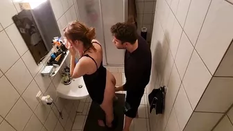 Stepsister Fucked In The Bathroom And Almost Got Caught By Stepmother