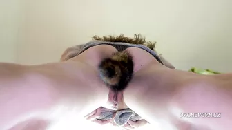 Close-up pussy porn with butt tail anal plug