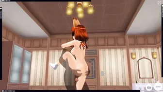 3D HENTAI fucked redhead girlfriend after a walk