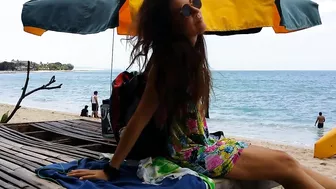 Up Skirt VIEW on Crowded Beach # PUBLIC NO PANTIES,just BUTT PLUG wearing