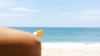 Up Skirt VIEW on Crowded Beach # PUBLIC NO PANTIES,just BUTT PLUG wearing