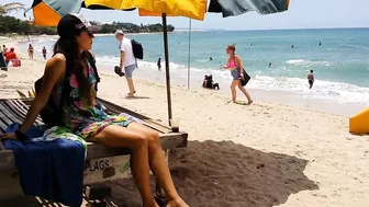 Up Skirt VIEW on Crowded Beach # PUBLIC NO PANTIES,just BUTT PLUG wearing