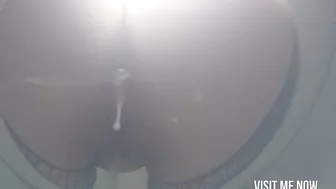 Peeing and anal milk enema camera in toilet bowl