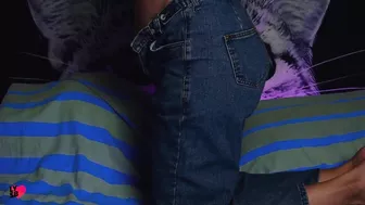 Taking jeans off to jerk my pussy