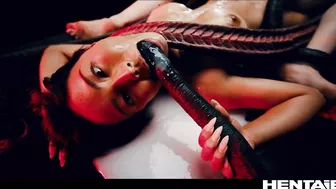 Hot redhead and sexy asian for fucked and creampied by monsters