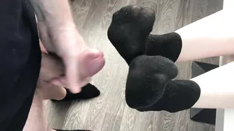 fuck teen girl black socks after job, foojob & socksjob black socks cum pov