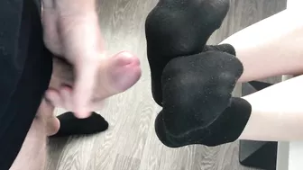 fuck teen girl black socks after job, foojob & socksjob black socks cum pov