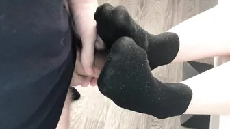 fuck teen girl black socks after job, foojob & socksjob black socks cum pov