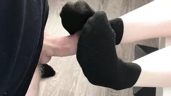 fuck teen girl black socks after job, foojob & socksjob black socks cum pov