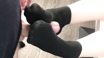 fuck teen girl black socks after job, foojob & socksjob black socks cum pov