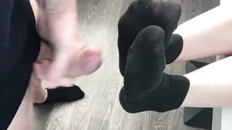 fuck teen girl black socks after job, foojob & socksjob black socks cum pov