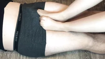 sexy teen girl footjob after study with nylon stockings foot fetish