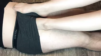 sexy teen girl footjob after study with nylon stockings foot fetish