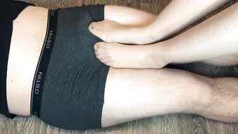 sexy teen girl footjob after study with nylon stockings foot fetish