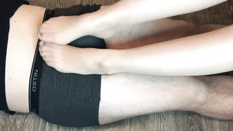 sexy teen girl footjob after study with nylon stockings foot fetish