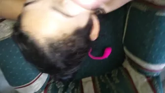 sucking fat cock until receiving cum in her face