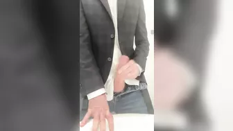 Manager at work wanking! Office toilet cumshot. Suit and jeans. Hot masturbation CAUGHT? Watch!