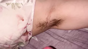 Cumshot on hairy armpits