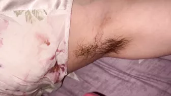 Cumshot on hairy armpits