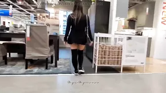 I Wear A Short Skirt & Thong... Bending Over While Shopping In Furniture Shop