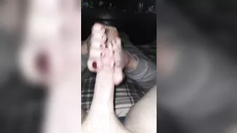 Reverse footjob pov