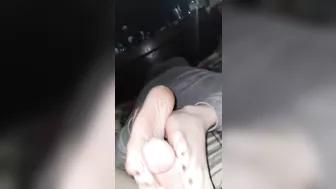 Reverse footjob pov