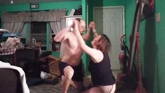 Mixed wrestling beauty in ripped fishnets big ass milf vs her stepdad