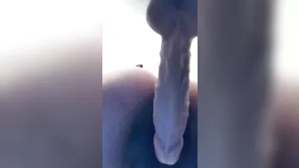 Lesbian with tight pussy fucks dildo